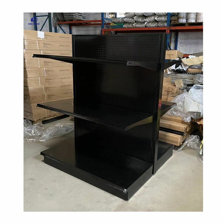 Double-sided Lozier gondola shelving