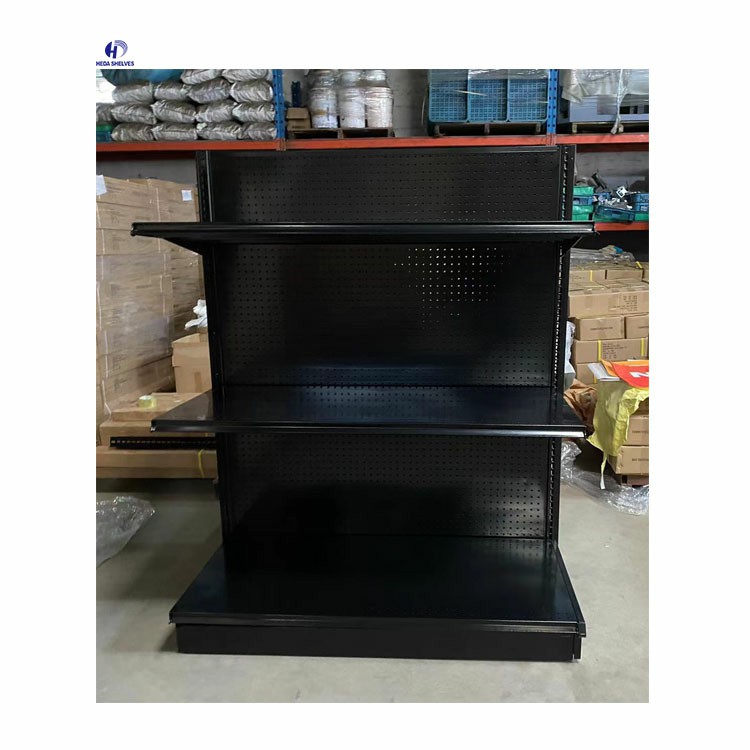 Double-sided Lozier gondola shelving