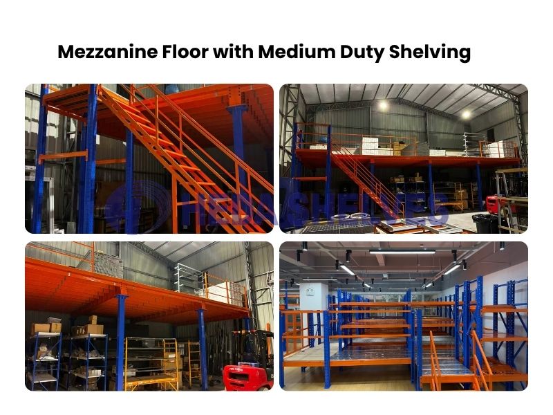 I-Beam Mezzanine Floor with Medium Duty Shelving