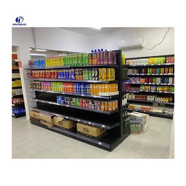 Black Adjustable Hypermarket Store Shelving 