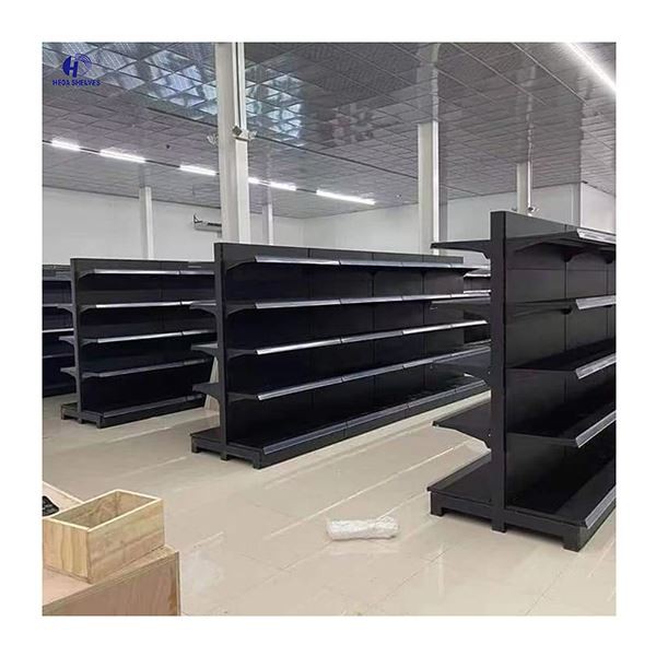 Black Metal Gondola Display Shelving for Book Store